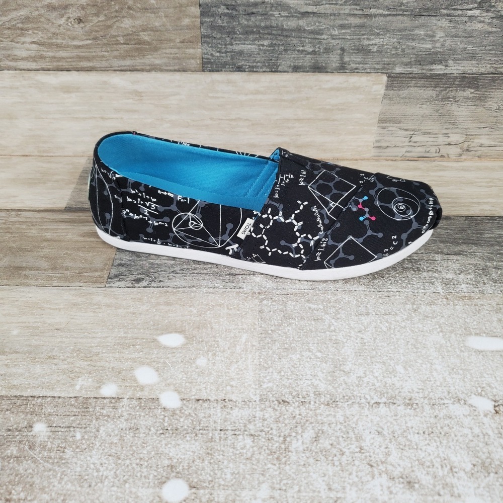 Toms Alpargatas Womens Shoes Sz 7.5 Black Glow Dark Slip On Low Top Round Toe